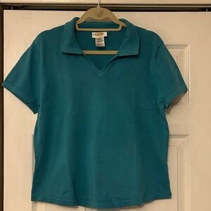 Talbots Blue Knit Polo Top